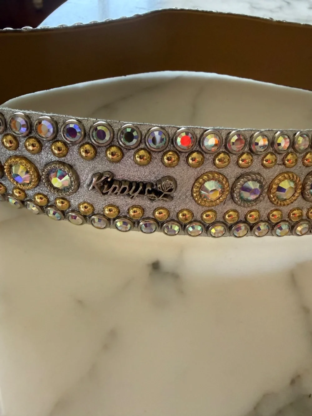 Women’s white  and gold  Kippys Swarovski crystal belt